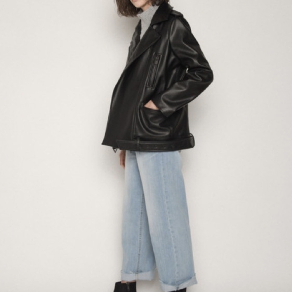 OAK + FORT Black Leather Jacket - Picture 2 of 4